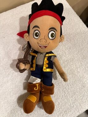 Disney Parks Jake Pirate Plush - Red Headband, Brown Boots, Black Hair 12”